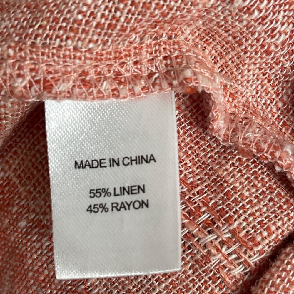 Anthropologie Drew Morgan Linen Tie Dress Womens M‎ Pink Multi Faux Sarong - Picture 4 of 9